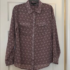 Elegant Burgundy Geometric Women's Blouse